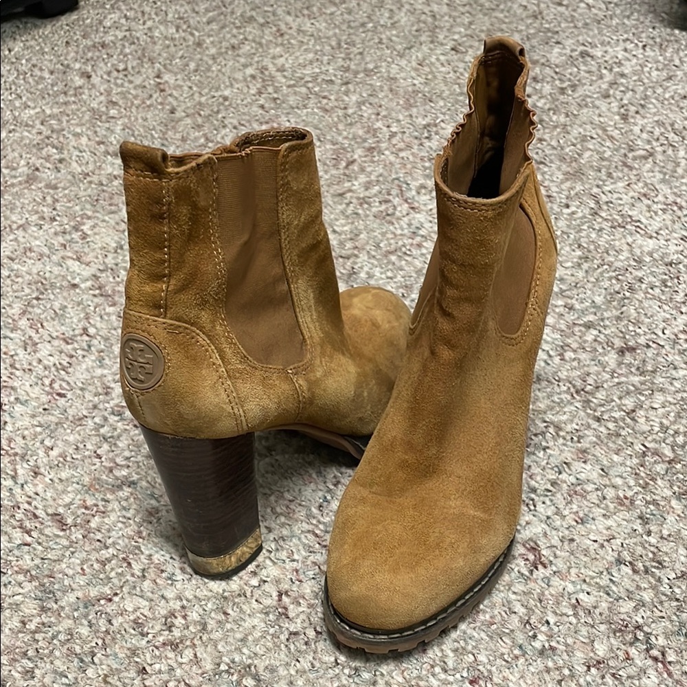 Tory Burch Tan Suede Ankle Boots